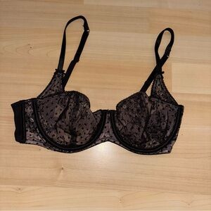 Victorias Secret Unlined Balconet Lace Bra Size 36B Dark Romantic Coquette Sexy